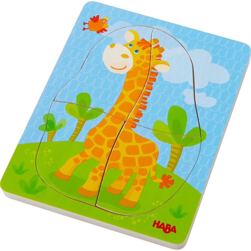 Puzzle din lemn in straturi - Animale salbatice, Haba